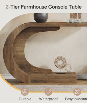 Tribesigns C-Vormige Console Tafel - Mid-Century Modern Hout - 110 cm - Entree, Hal & Woonkamer