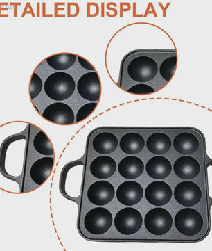 Gietijzeren Takoyaki Pan met 16 Holtes - Non-Stick Octopus Bal Maker