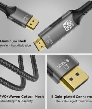 8K DisplayPort naar HDMI Kabel - 8K@60Hz, 4K@120Hz - DP naar HDMI Adapter