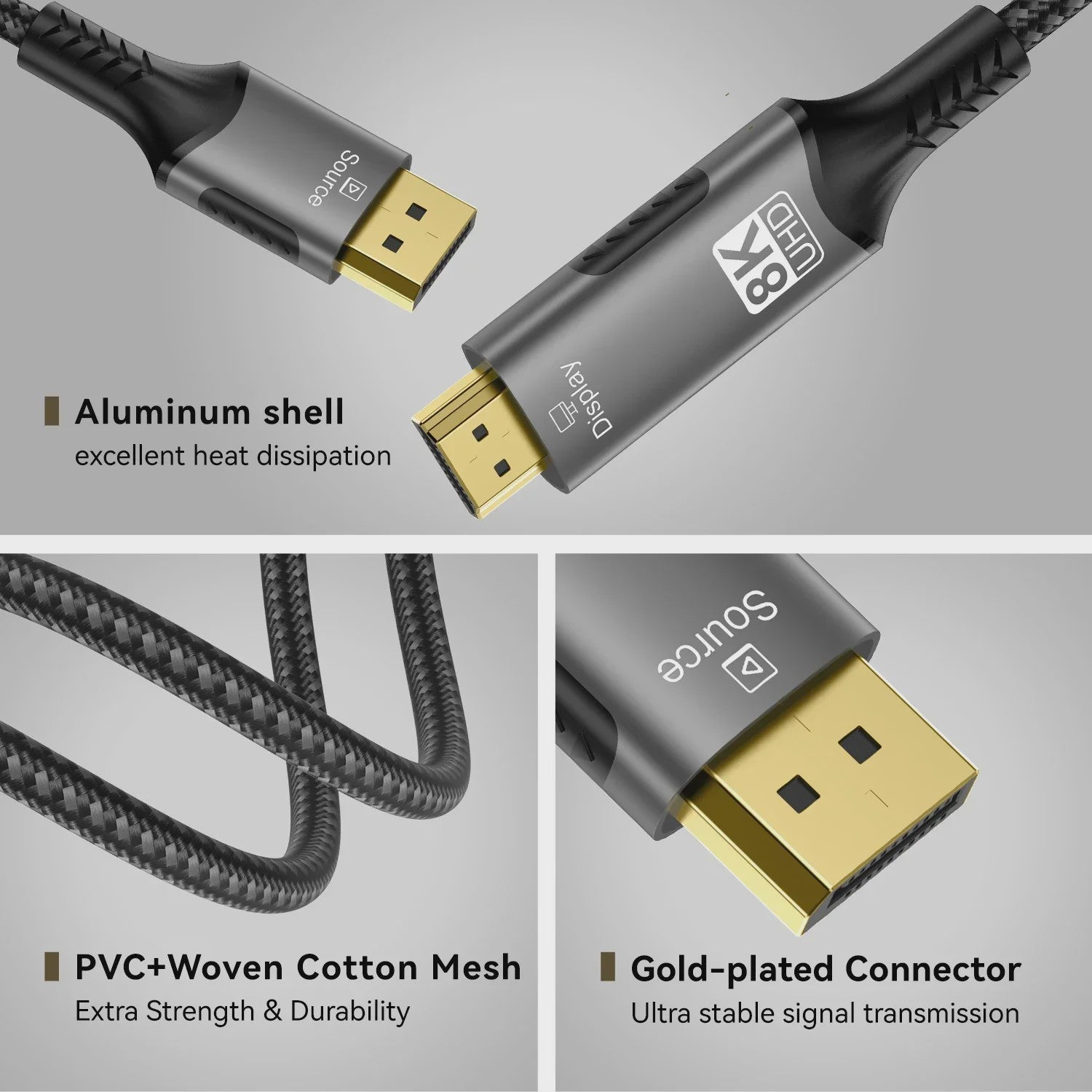 8K DisplayPort naar HDMI Kabel - 8K@60Hz, 4K@120Hz - DP naar HDMI Adapter