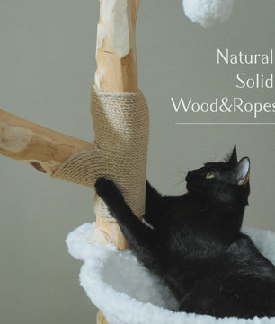 Luxe Kattenboom 150cm met Wicker Manden, Krabpaal & Bloemenplateaus
