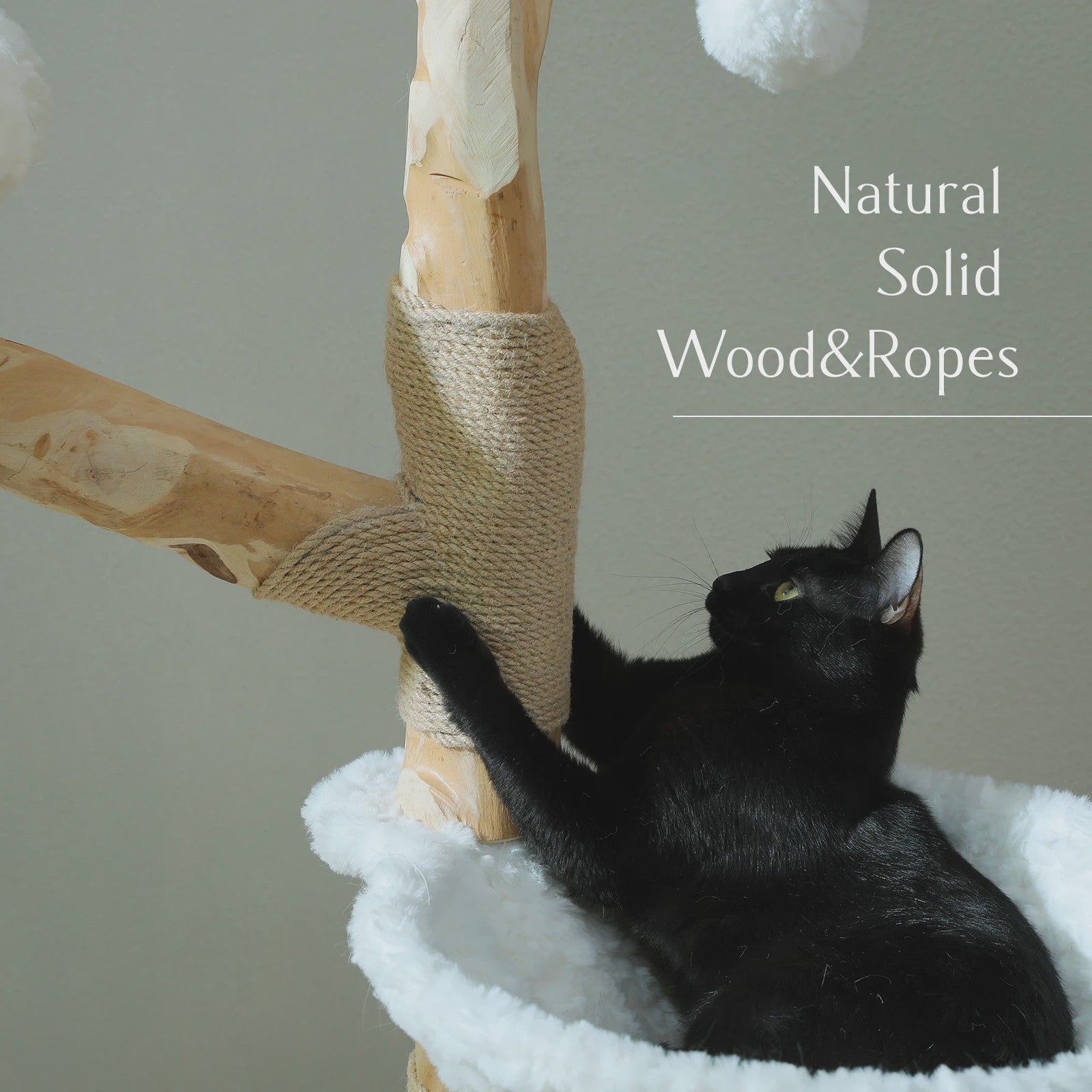 Luxe Kattenboom 150cm met Wicker Manden, Krabpaal & Bloemenplateaus