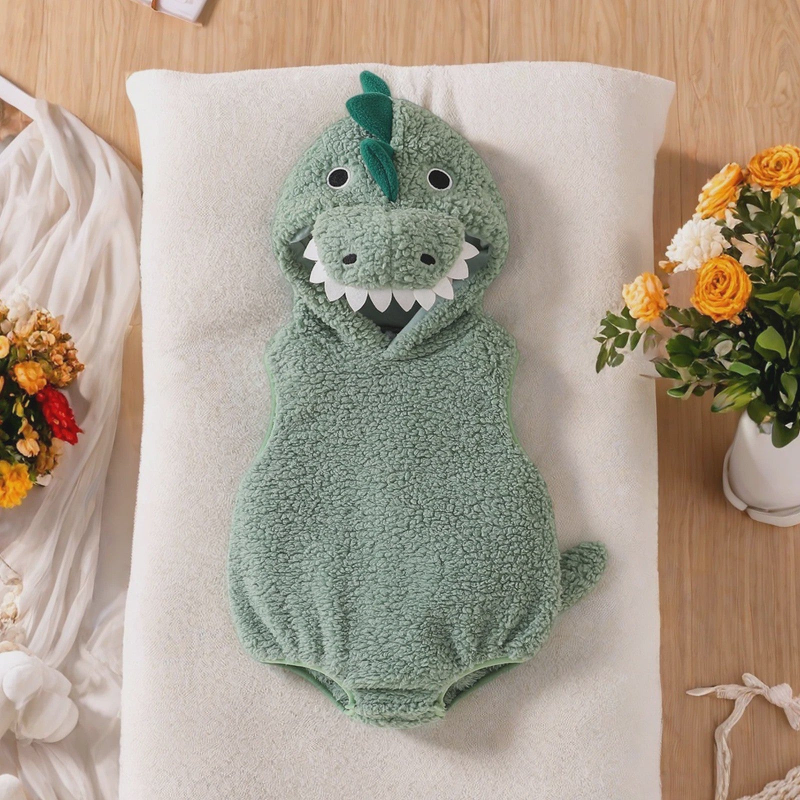 Schattig Baby Dino Kostuum Romper met Muts - 0-18 Maanden