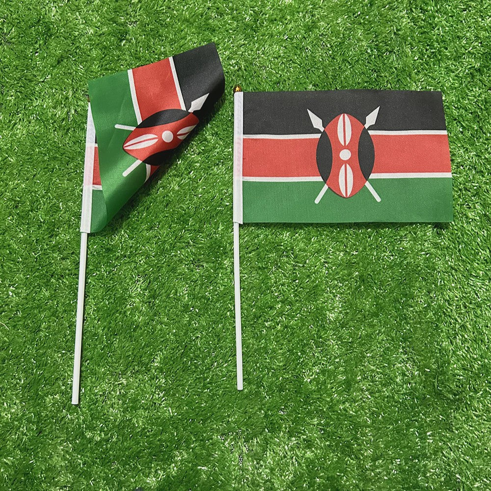 Kenya Handvlag met Plastic Stok - 21x14cm - Ideaal voor Sport, Decoratie & Feesten