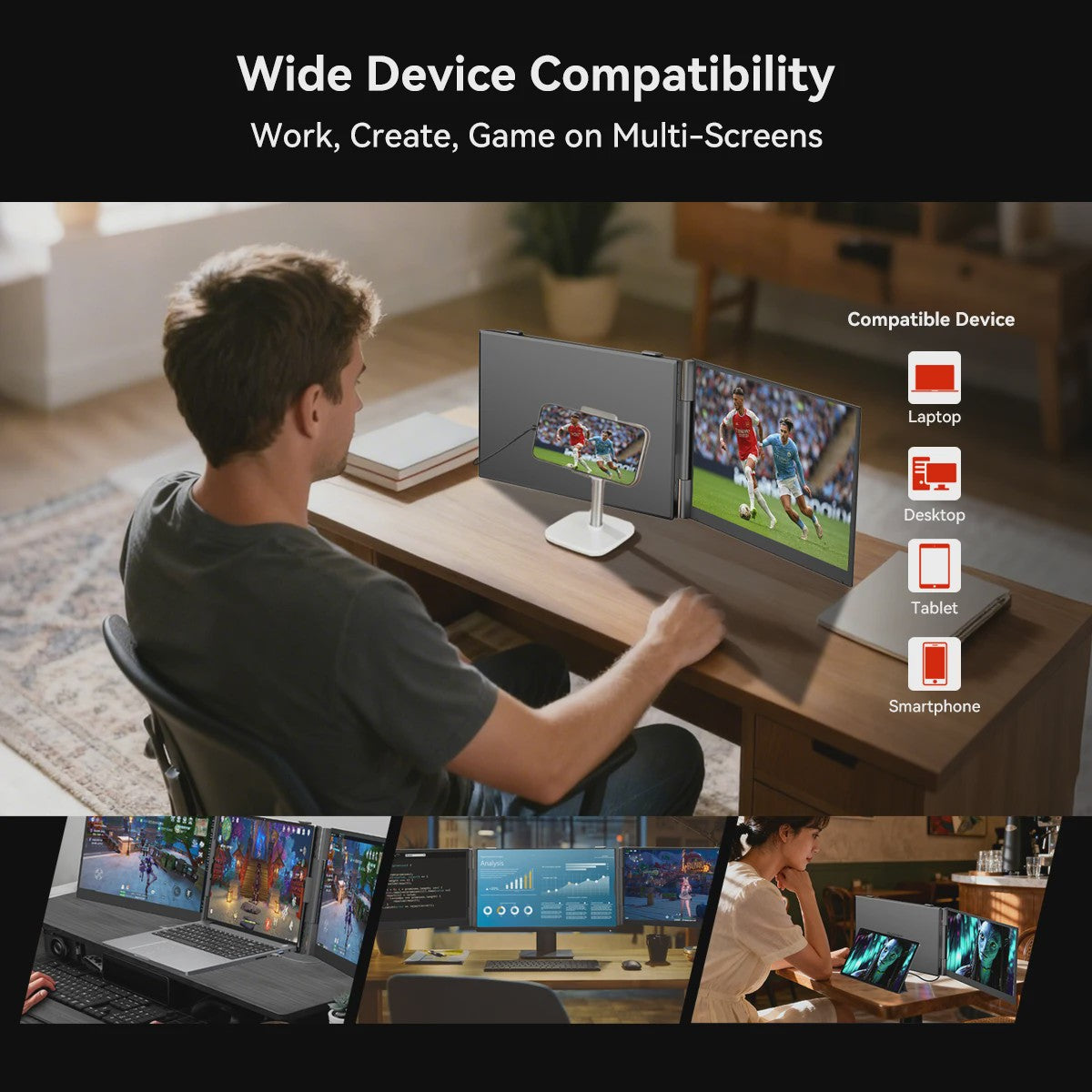 Blackview DCM6 14" FHD IPS Triple Laptop Screen Extender - Draagbaar & Uitbreidbaar