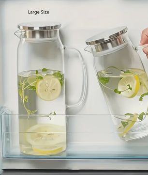 Glazen Waterkan met Roestvrijstalen Deksel - 1L, 1.2L & 1.5L - Perfect voor Water, Sap & Koffie