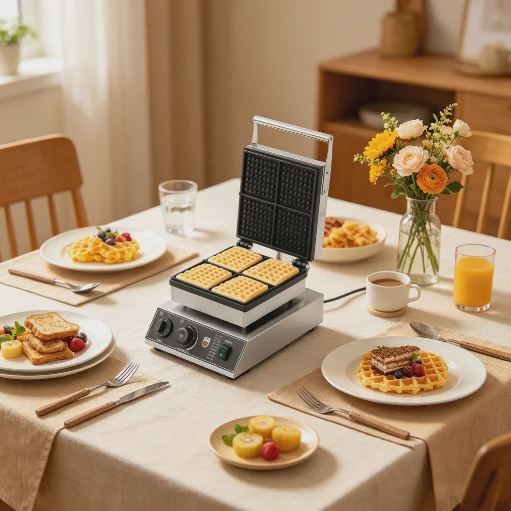 Professionele Wafelijzer 1750W met Timer & Temperatuurregeling - Antiaanbaklaag