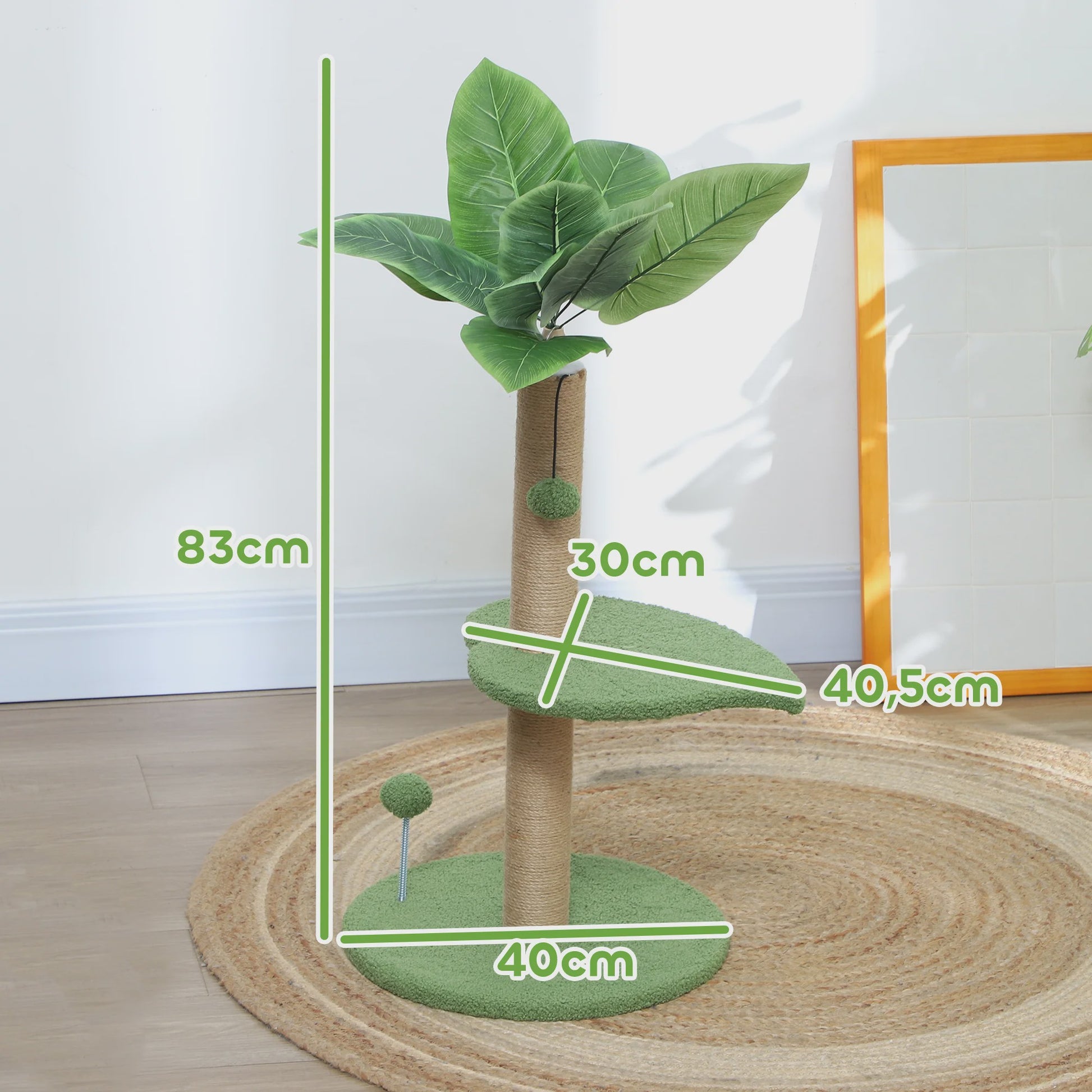 Kattenboom 83 cm met Krabpaal, Speelballetjes en Pluche Platformen
