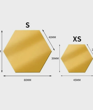 Zelfklevende Hexagon Acryl Spiegel Muursticker - Goud/Zilver - Decoratief & Verwijderbaar
