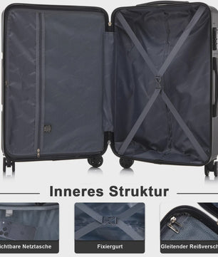 YONSLY Hardcase Koffer 16/20/24/28 Inch - Lichtgewicht 4-Wiel Trolley met Cijferslot