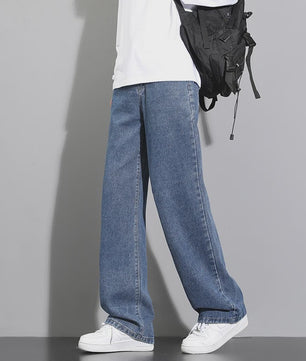 Klassieke Heren Jeans met Wijde Pijpen - Casual Denim Broek in Lichtblauw, Grijs & Zwart