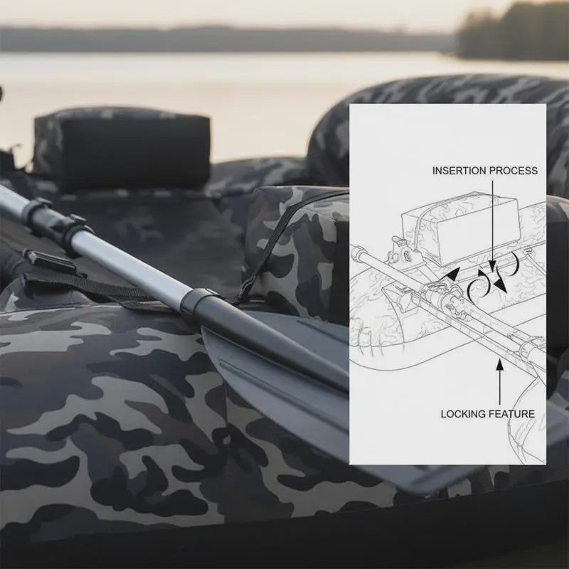 Opblaasbare Visboot Camouflage met Hengelhouder en Aluminium Peddel