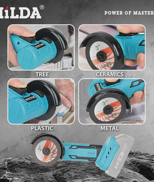 HILDA Mini Haakse Slijper 3 Inch - Draadloos, Borstelloos & Krachtig voor Hout, Keramiek & Metaal (21V)