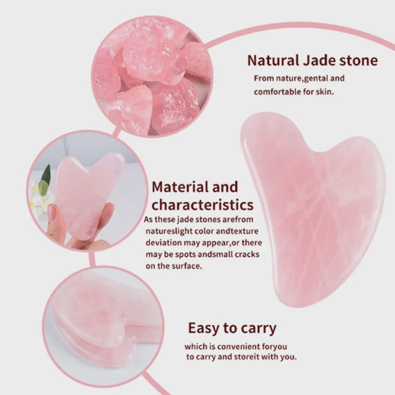 Natuurlijke Jade Gua Sha Schraper & Roller voor Gezichtsmassage - Verstevigende Huidverzorging