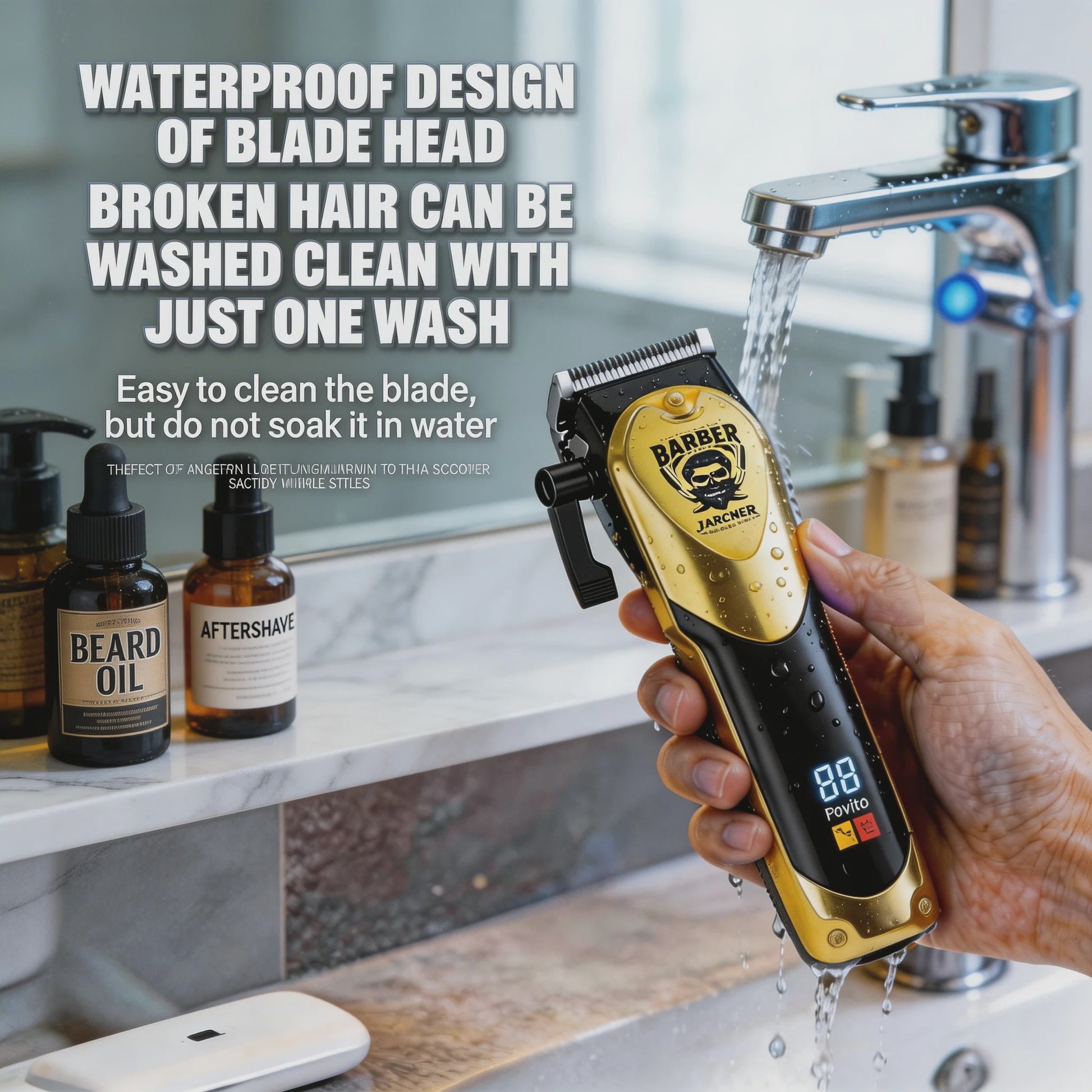 LARGNER 3-in-1 Professionele Barbershop Set: Trimmer, Scheerapparaat & Opzetkammen