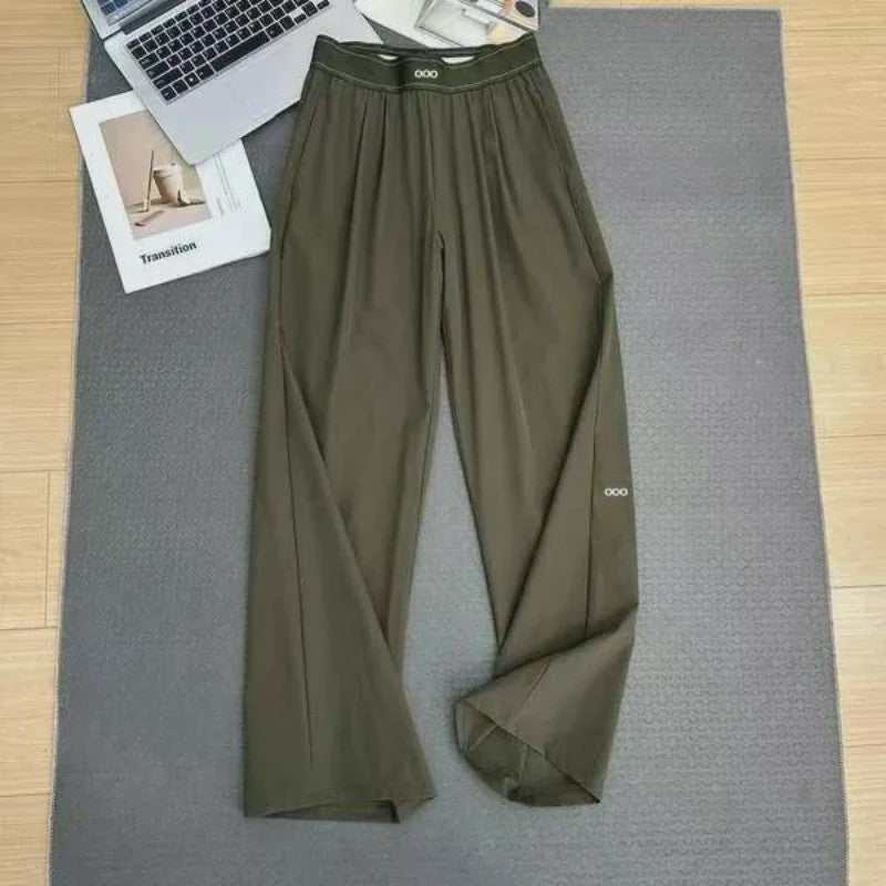 Dames Zomer Broek Hoge Taille Wijde Pijpen Ademend Casual Yoga Sweatpants