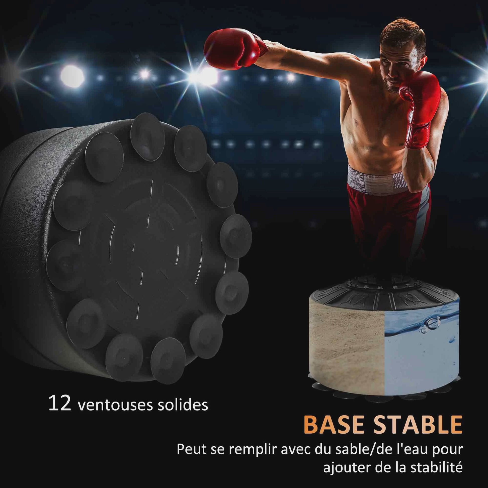 HOMCOM Staande Bokszak 4-in-1 met Snelheidbal, Rotatiebar en Handschoenen - Verstelbaar (160-230 cm)