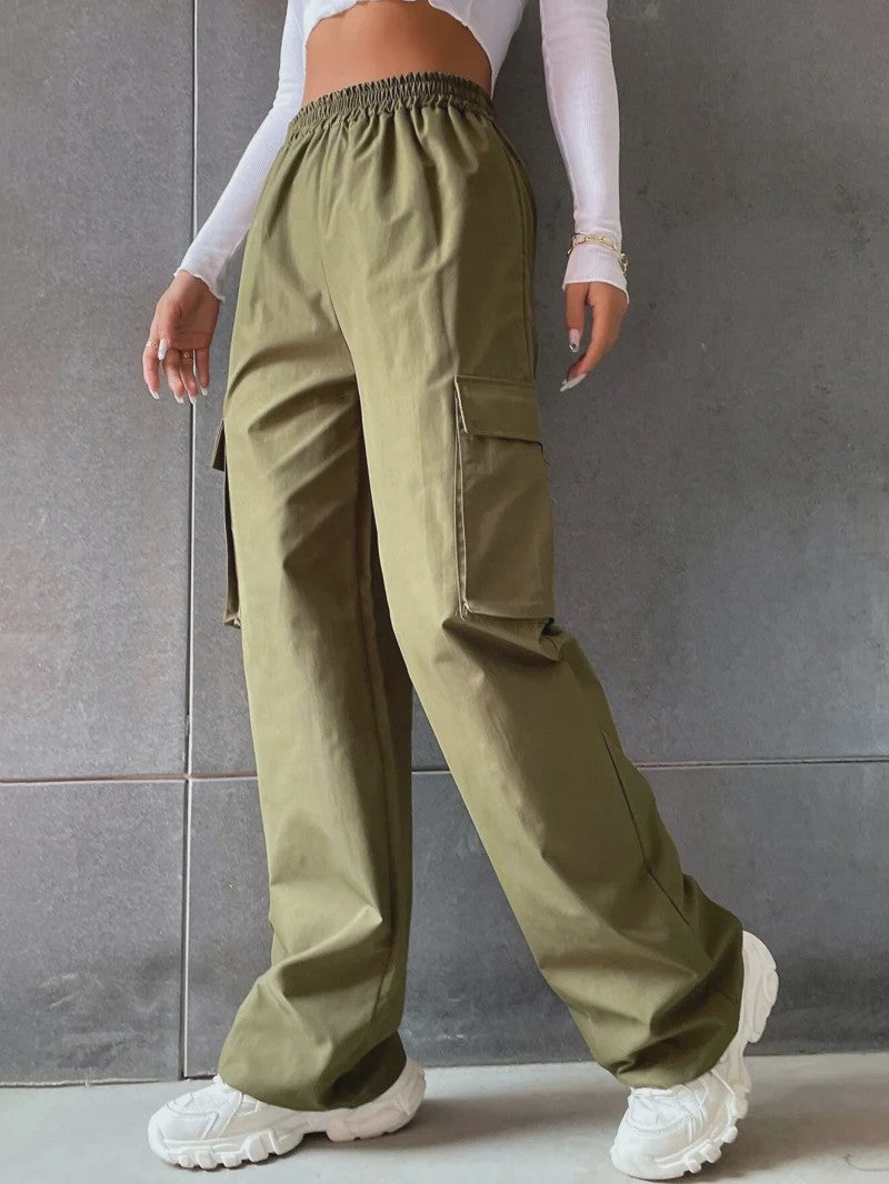 Y2K Cargo Broek Dames - Baggy Fit met Elastische Taille en Retro Stijl