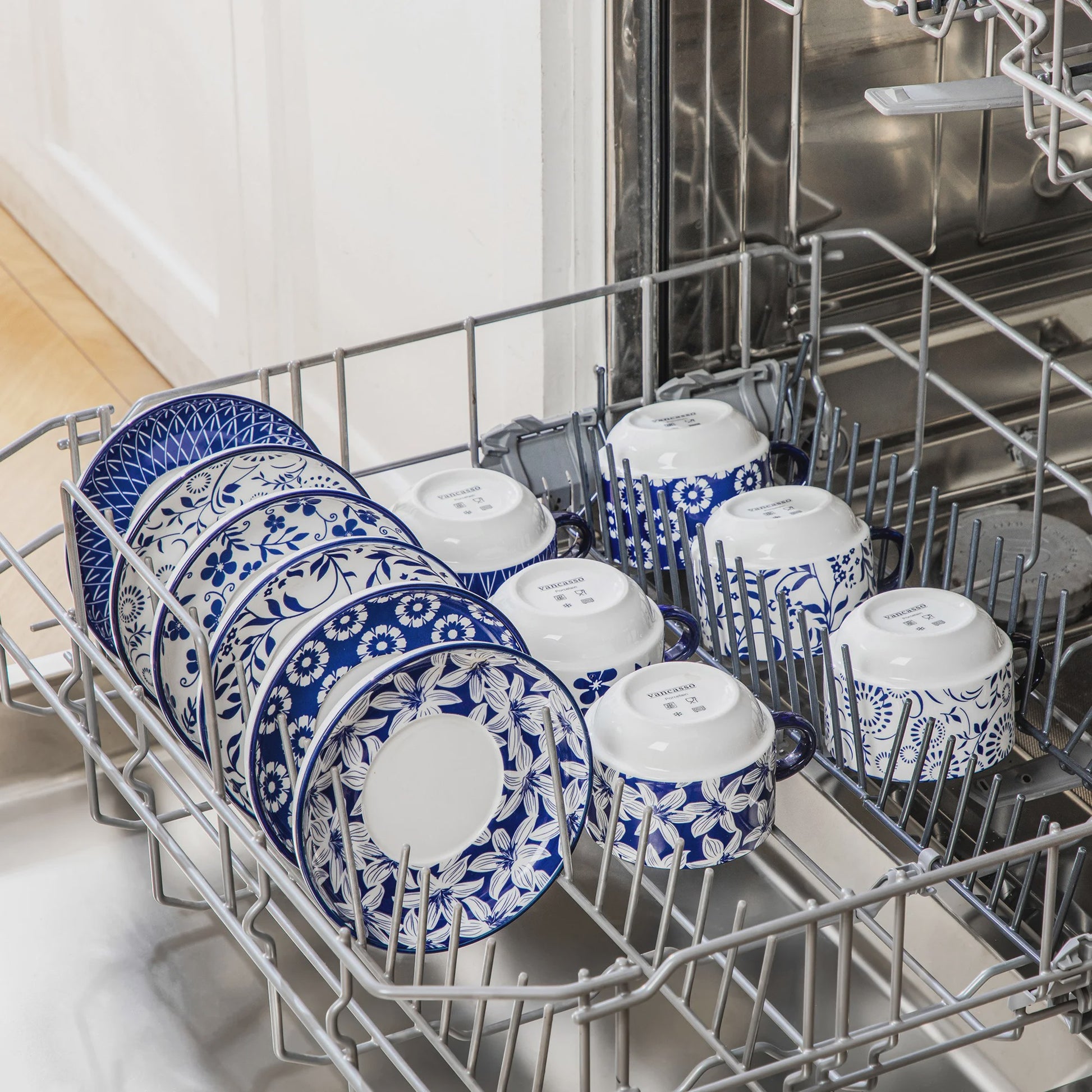 Vancasso Porseleinen Espressokopjes Set met Schoteltjes en Metalen Standaard (6/12 stuks)