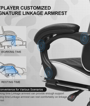 Ergonomische GTPLAYER Gaming Chair met Voetensteun en Verstelbare Kussens - Comfortabel Gamestoel & Kantoorstoel