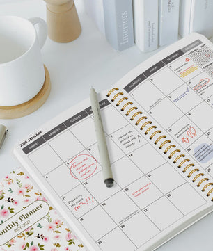 Bloemen A5 Planner 2026-2027: Week & Maand Overzicht, Spiraalbinding, Notities & Agenda