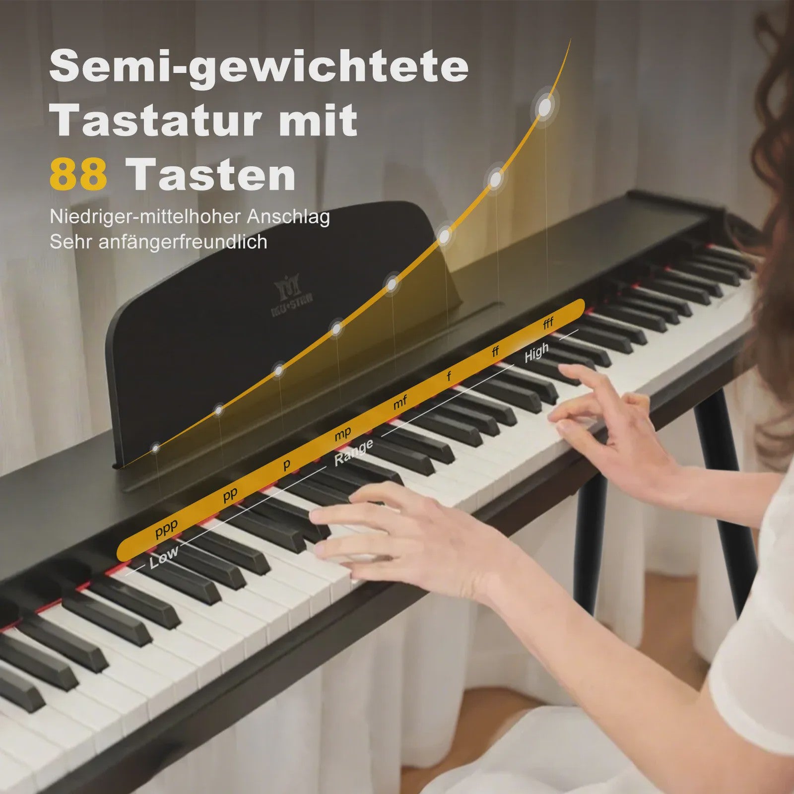 Digitale Piano 88 Toetsen met Hamer Mechaniek, 3 Pedalen en MIDI-USB