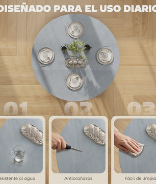 Homcom Klapbare Eettafel met Open Plank - Cementgrijs - Verrijdbaar