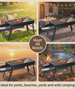 Opvouwbare Draagbare Barbecue met Aslade - Compact & Stabiel voor Camping & Picknick