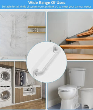 Antislip Beugel 35cm Wit RVS - Veiligheidshandgreep met Fluoriserende Ring voor Badkamer & Douche