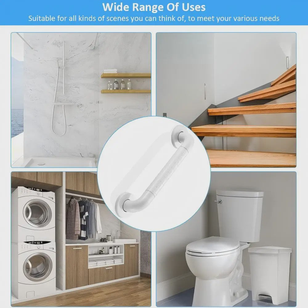 Antislip Beugel 35cm Wit RVS - Veiligheidshandgreep met Fluoriserende Ring voor Badkamer & Douche