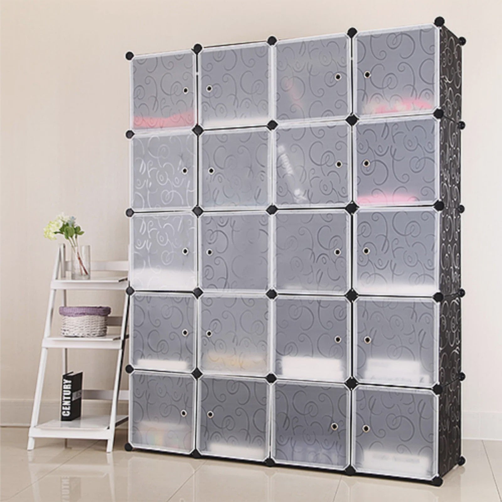 Modulaire Garderobekast met 20 Kubussen, Schoenenkast & Kledingroedes - Stapelbaar Opbergsysteem
