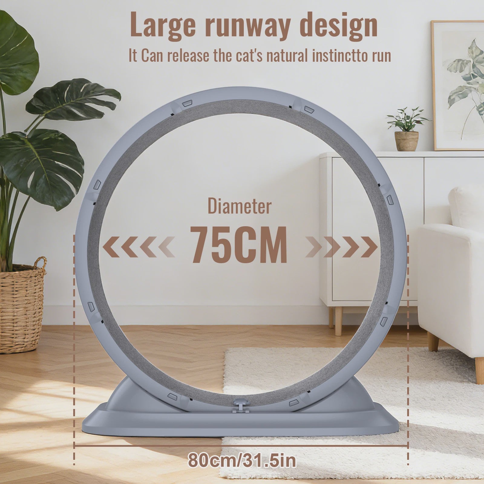 Groot Kattenloopwiel 31.5 inch - Stil & Veilig - Afneembaar Tapijt - Indoor Fitness Loopband voor Katten