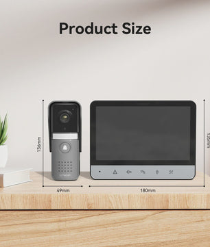 TMEZON 4-Draads Videofoon Intercom Systeem met 7-Inch Kleurendisplay en Deurbel