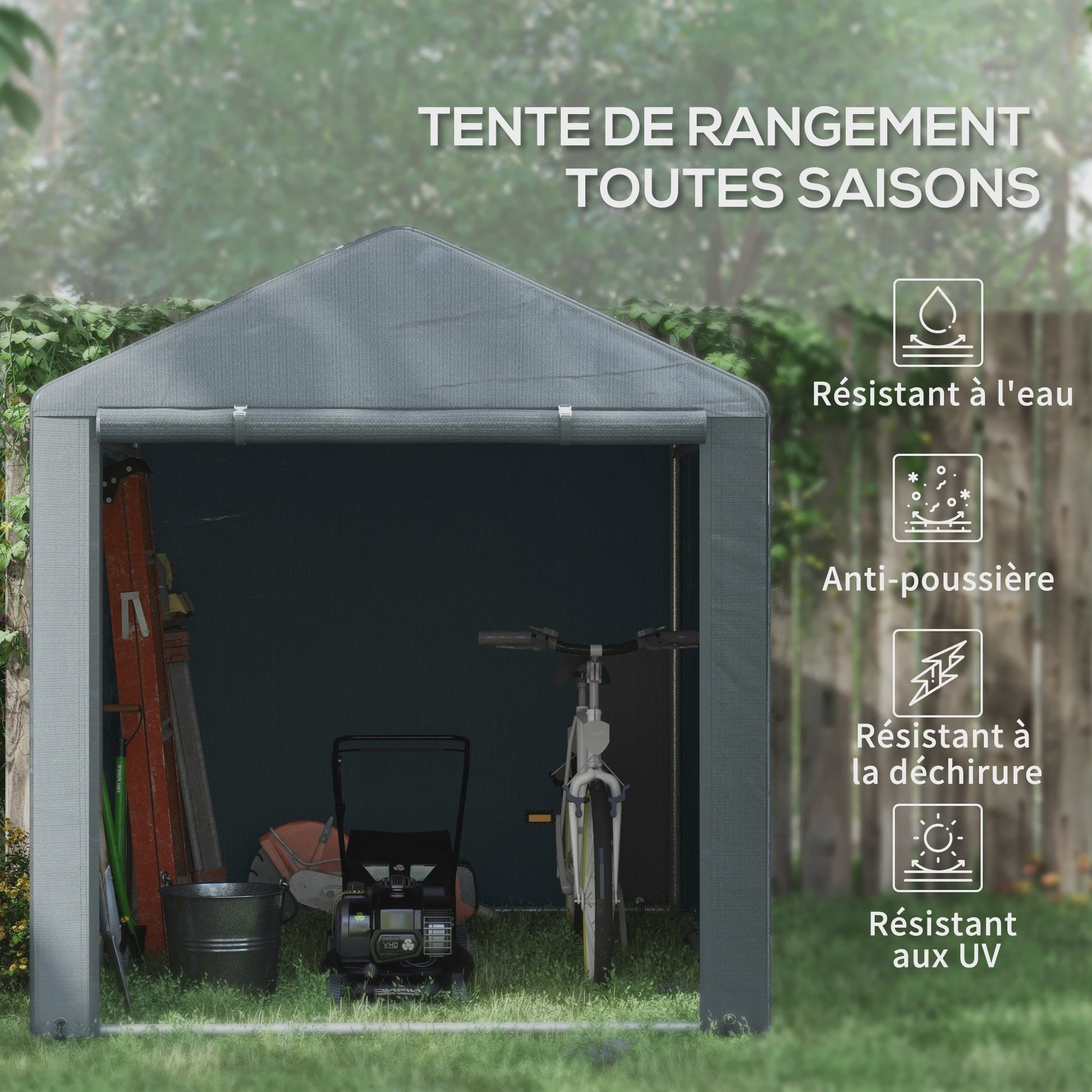 Outsunny Tuinopslag Tent 2x2m - Waterdichte Fietsenstalling met Stalen Frame