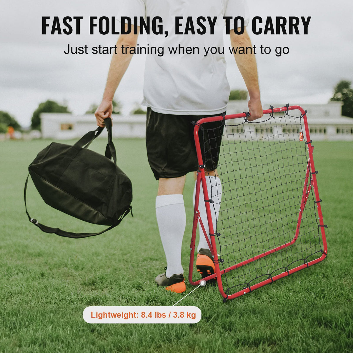 VEVOR Voetbal Rebounder Net - Draagbaar, Verstelbaar Hoek, Training Hulp