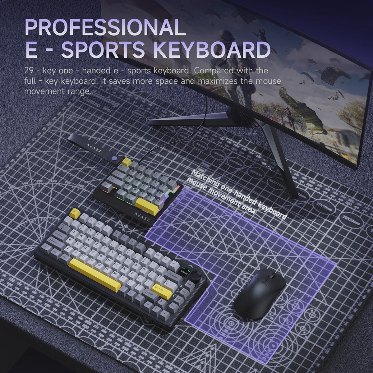 AJAZZ AK029 Mechanisch Gaming Toetsenbord - Compact, Hot-Swappable, One-Handed Esports