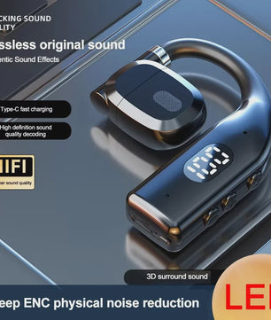 Draadloze Air Conduction Oordopjes met Bluetooth 5.3, LED Display & Noise Cancelling