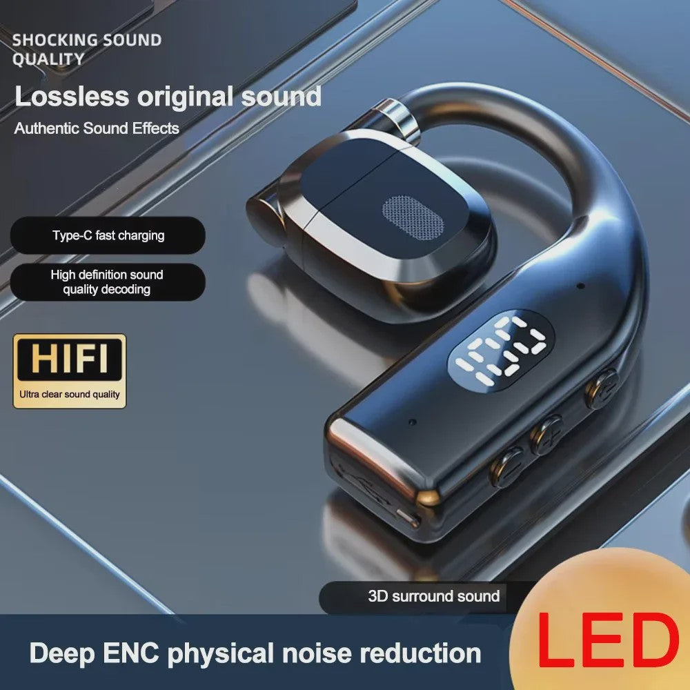 Draadloze Air Conduction Oordopjes met Bluetooth 5.3, LED Display & Noise Cancelling