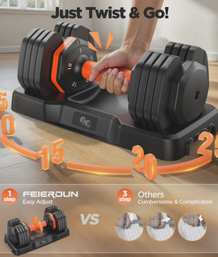 Verstelbare Dumbbell Set (2x 25LB) - Snel Wisselen voor Thuisgym
