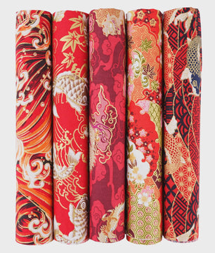 5x Japanse Katoen Stofjes Bundel - 25x25cm of 50x50cm - Patchwork & Quilt