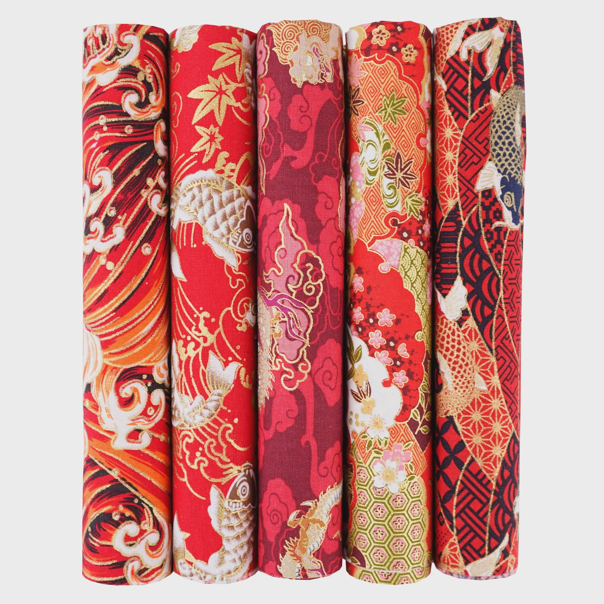 5x Japanse Katoen Stofjes Bundel - 25x25cm of 50x50cm - Patchwork & Quilt