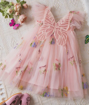 Zomerse Prinsessenjurk Meisjes met Kant en Bloemenprint - Perfect voor Feestjes en Bruiloften