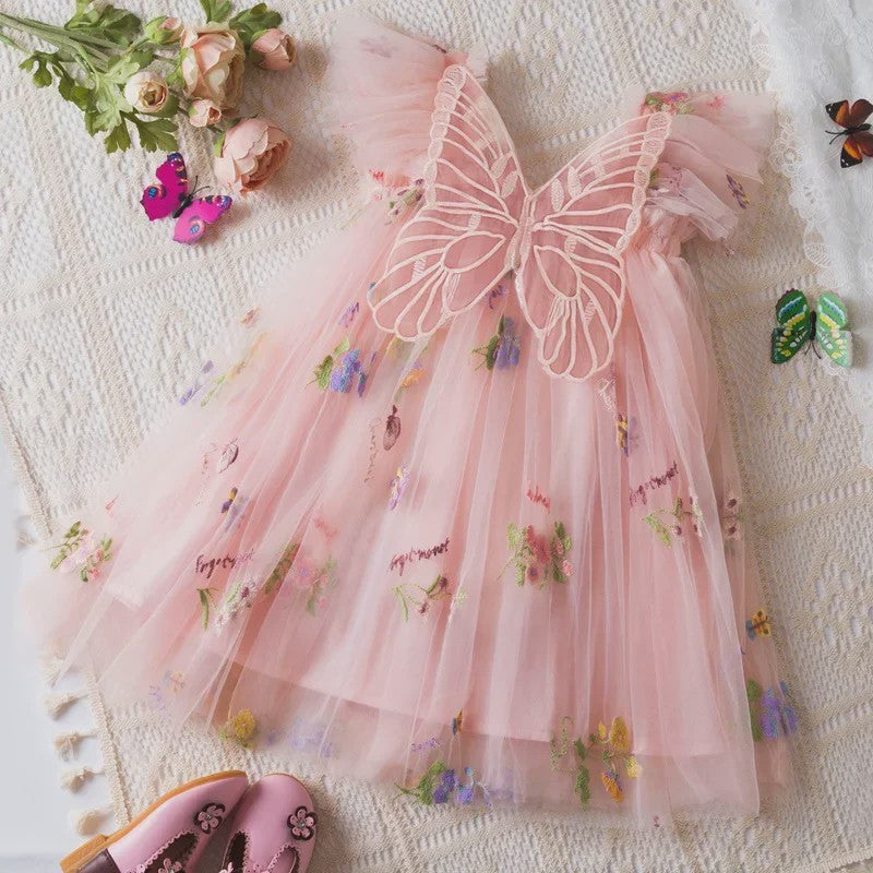 Zomerse Prinsessenjurk Meisjes met Kant en Bloemenprint - Perfect voor Feestjes en Bruiloften