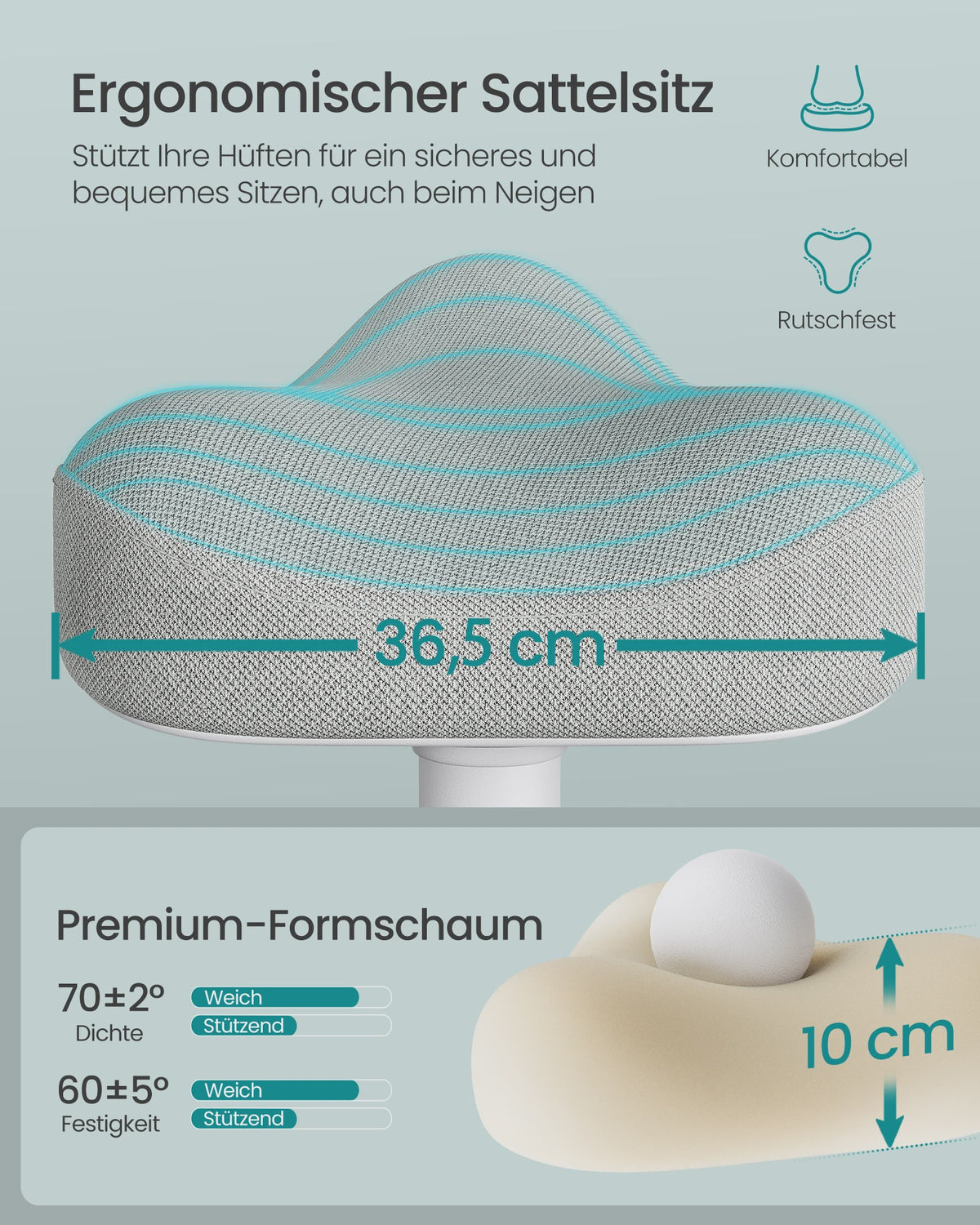 Ergonomische Sta-Zithocker met Schommel Effect - Hoogte Verstelbaar (48-65.5 cm) & Anti-Slip Basis