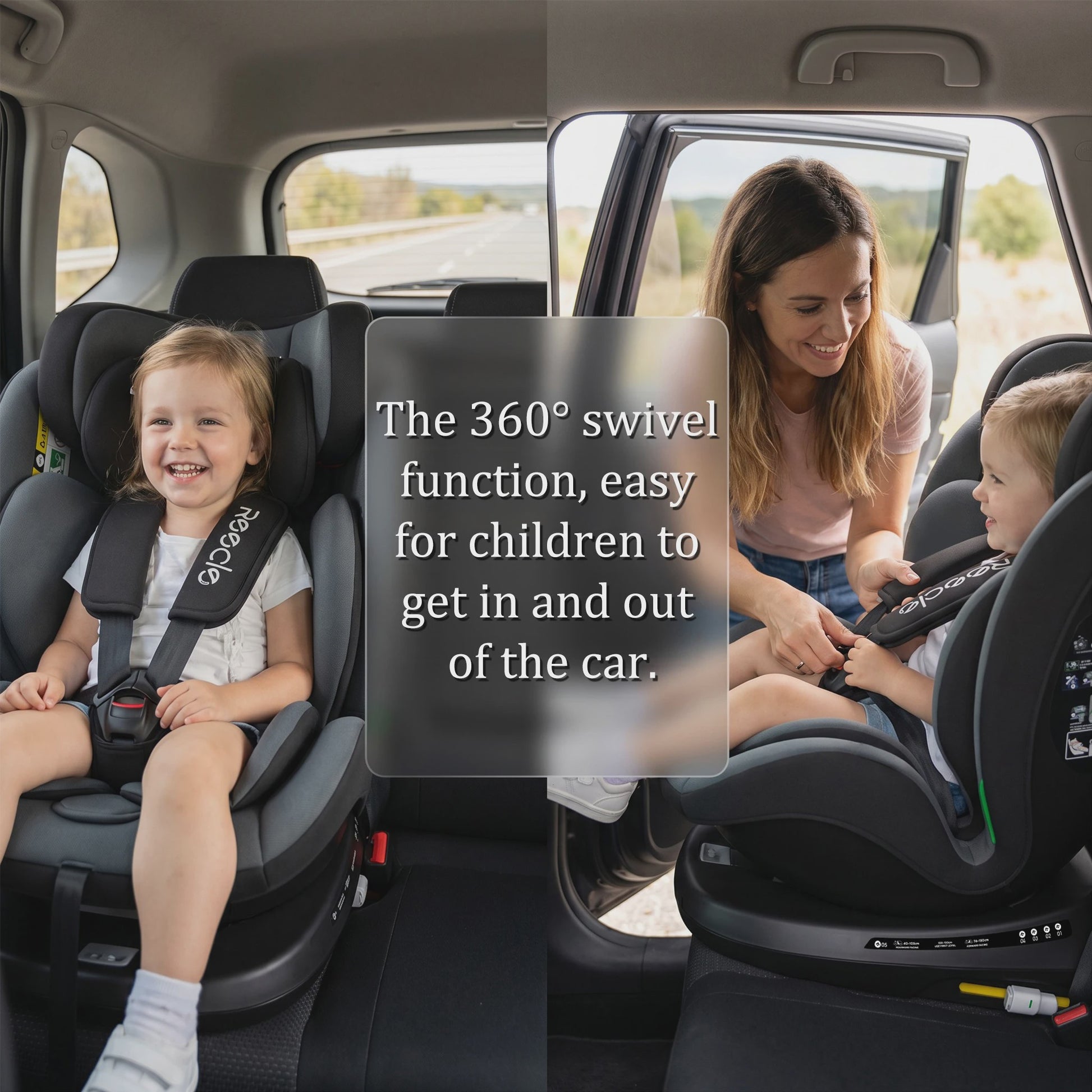 Reecle I-Size 360° Draaibaar Autostoeltje 40-150cm (0-12 Jaar) met ISOFIX
