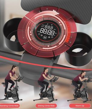 Indoor Hometrainer Fiets met 32 Weerstandsniveaus, LCD Scherm & Tablethouder