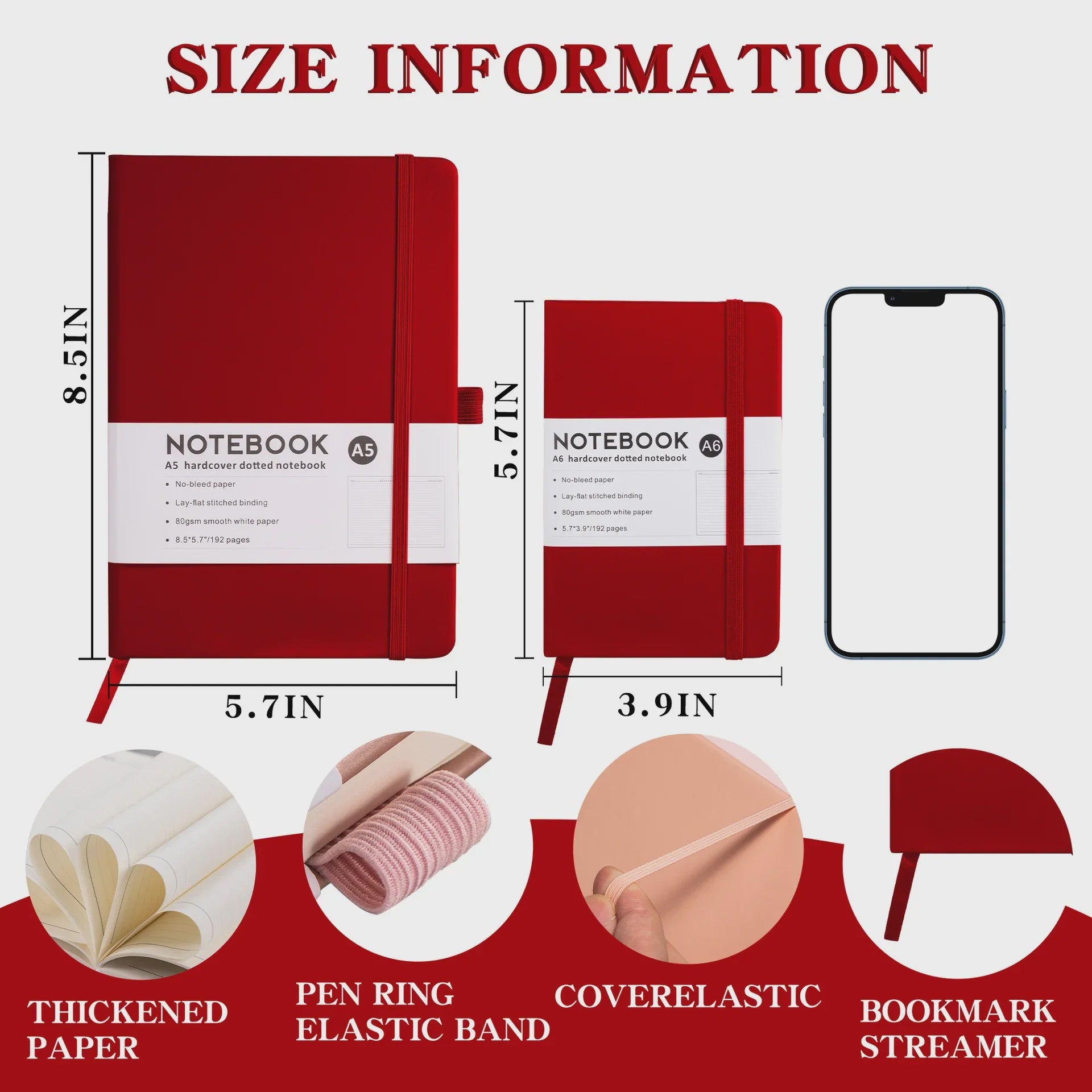 Hardcover A5/A6 Notitieboek met Elastische Band - PU Leer Dagboek
