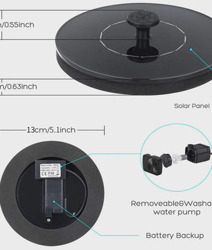 Drijvende Mini Solar Waterfontein voor Tuin, Vijver & Vogelbad - Op Zonne-energie