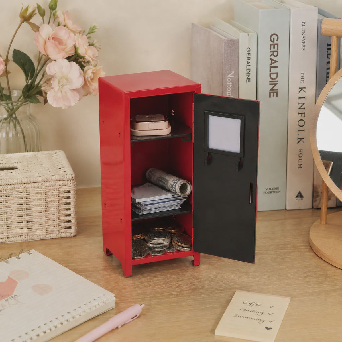 Metalen Kluis Spaarpot met Sleutelslot en Opbergvak - Decoratief en Functioneel