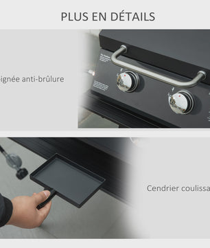 Outsunny Draagbare Gas BBQ Tafel met 2 Brander, Opvouwbaar